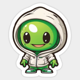 Cool Alien with a Hooded Pullover design #4 Sticker